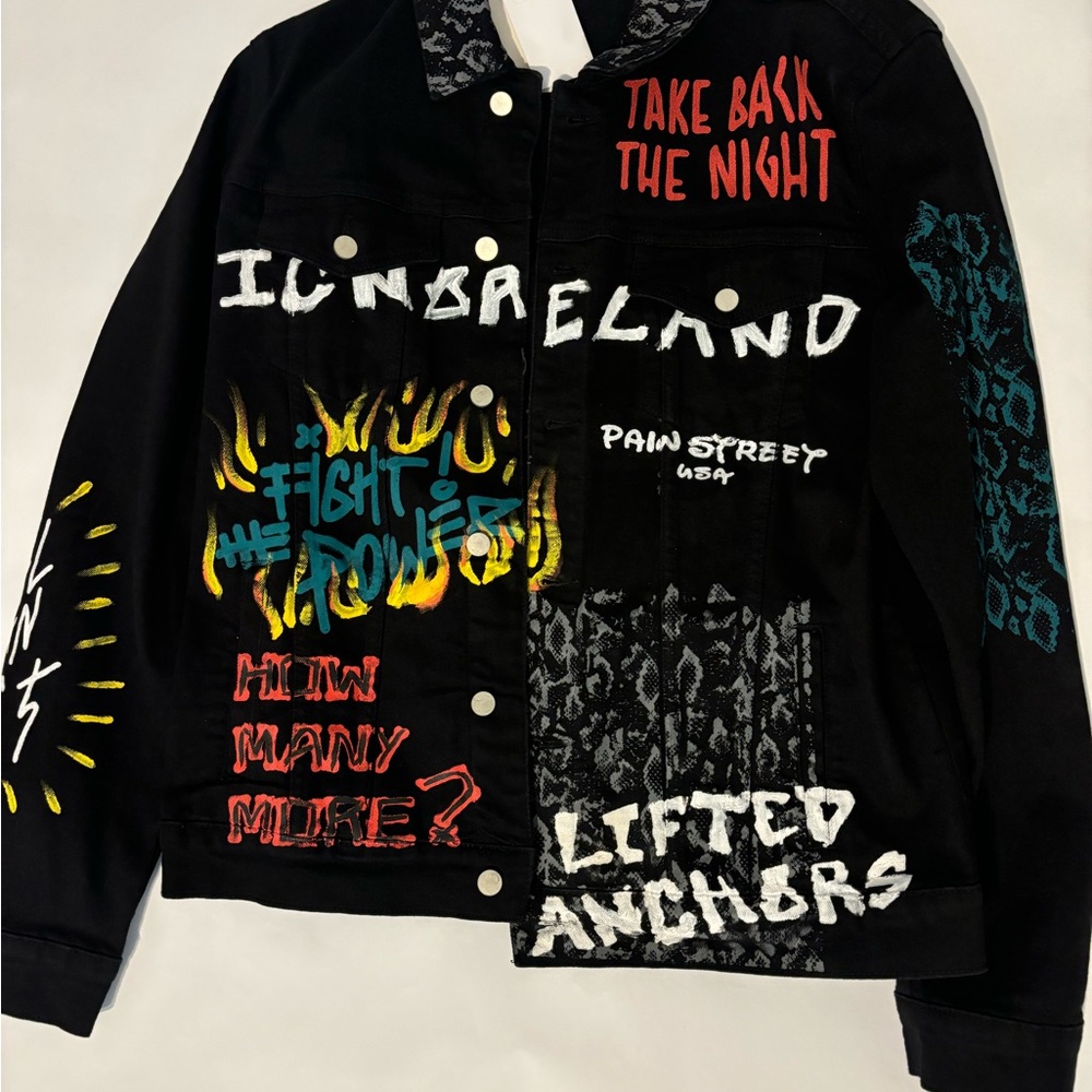 Painted grafic Denim Jacket Lifted Anchors 2XL